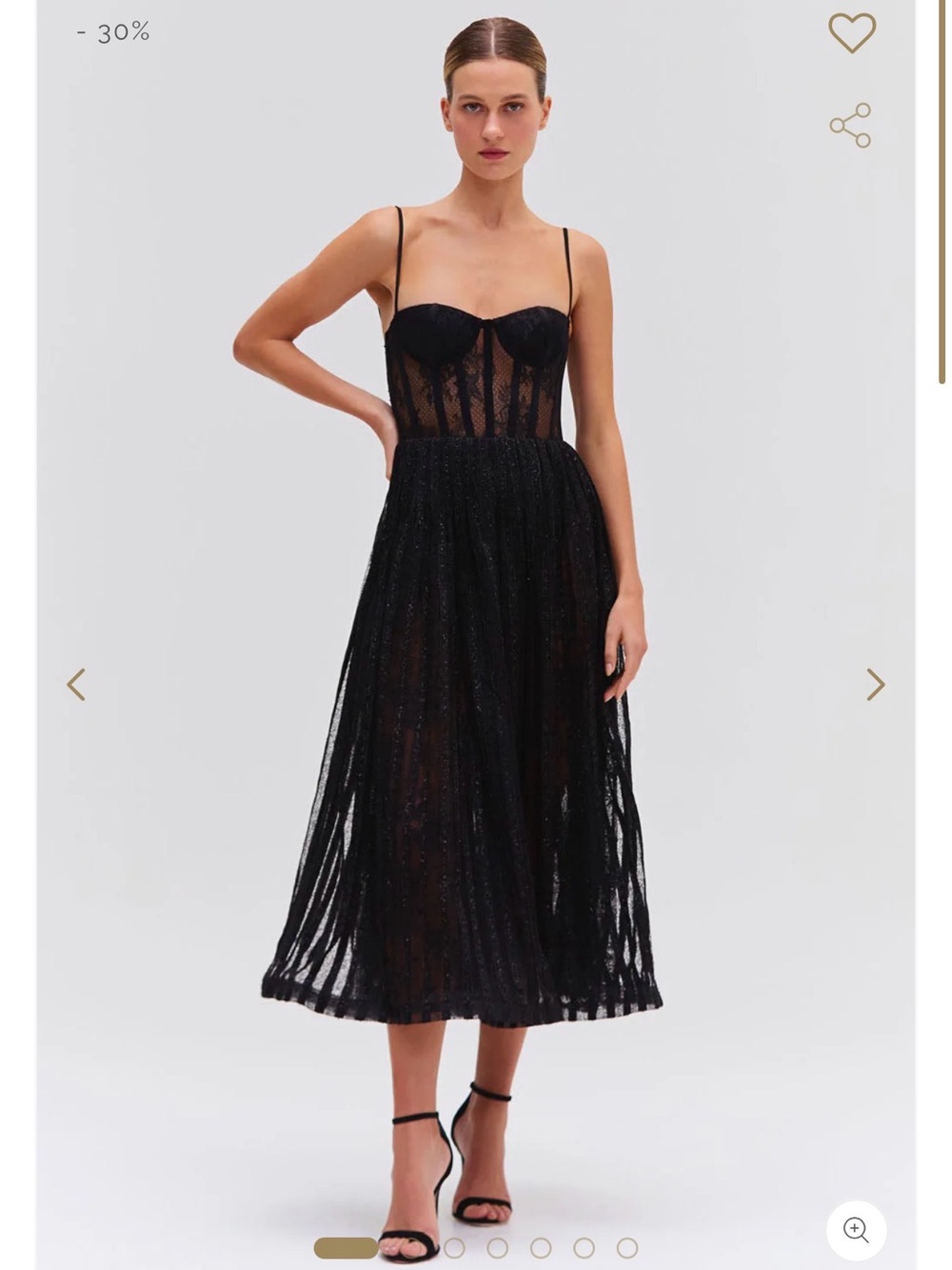 PATBO LUREX TULLE BUSTIER MIDI DRESS